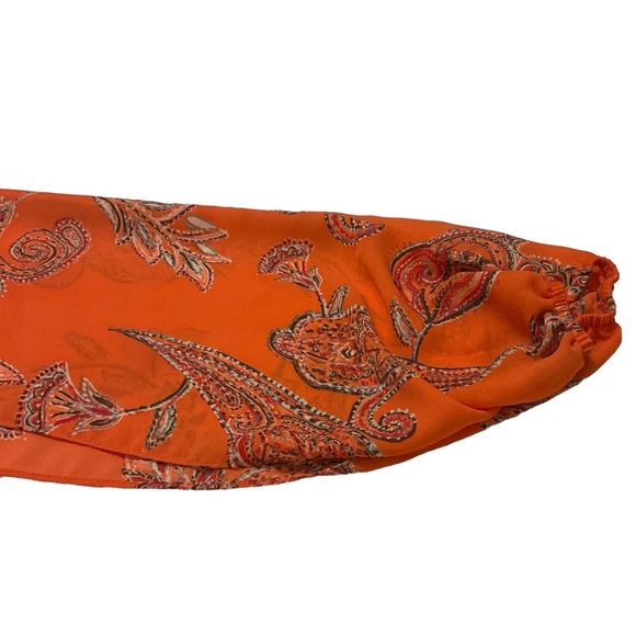 Cato Orange Floral Paisley Long Sleeve Women's Mini Dress - Size L - Picture 7 of 11
